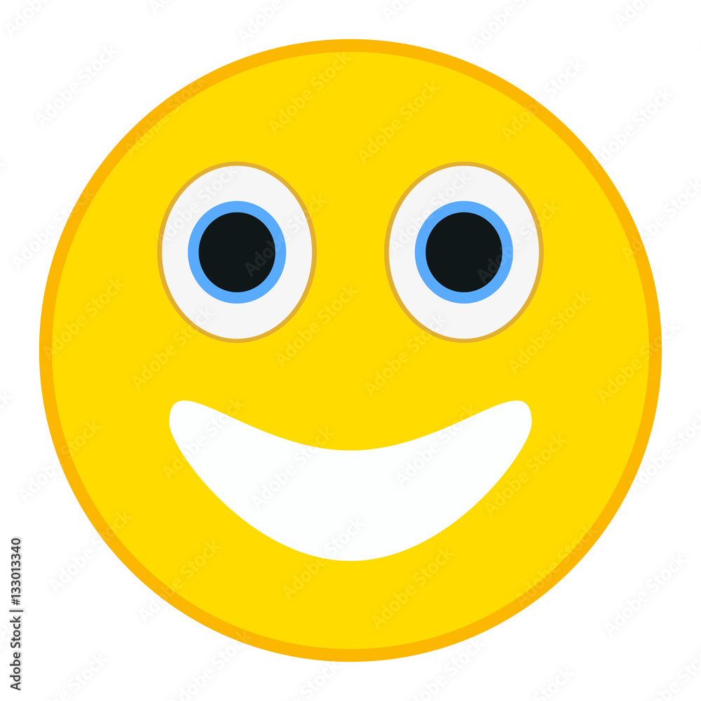 Smiling emoticon with happy eyes in trendy flat style. Big Smile emoji vector illustration. Smiling emoticon with happy eyes in trendy flat style. Big Smile emoji vector illustration.