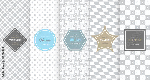 Light grey seamless patterns for universal background