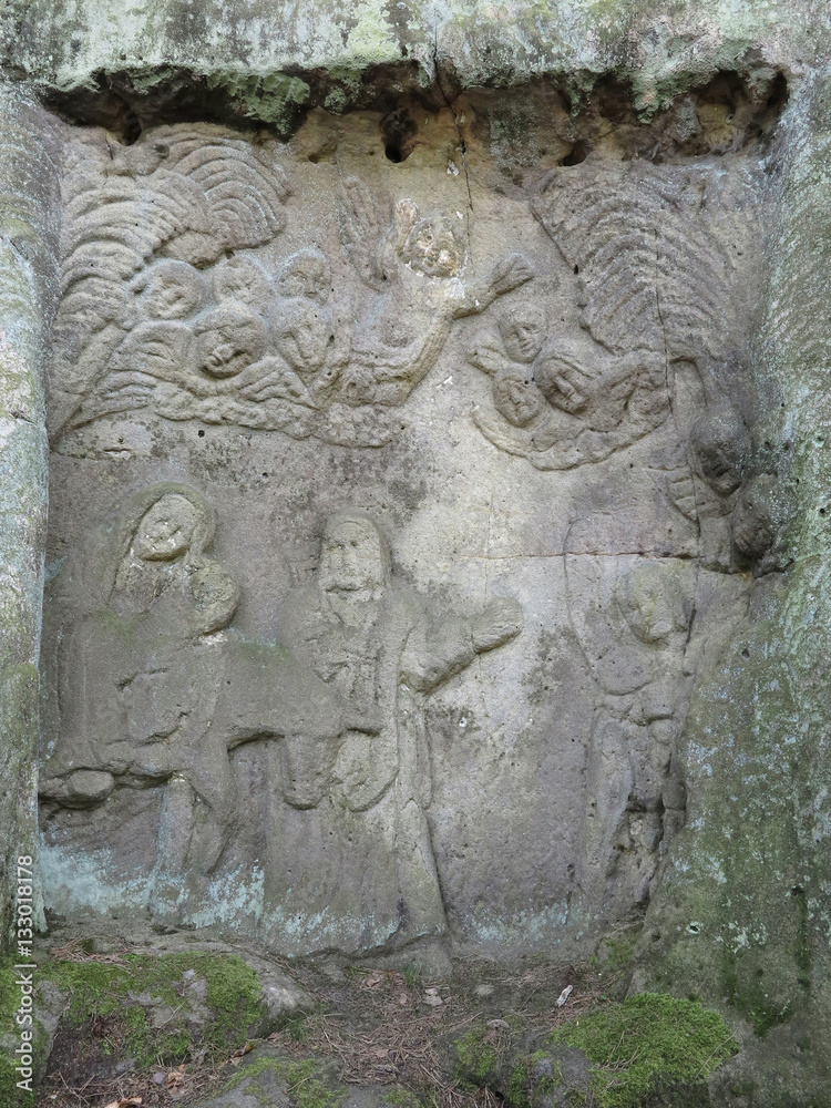 Obraz premium Rock relief - Flight into Egypt