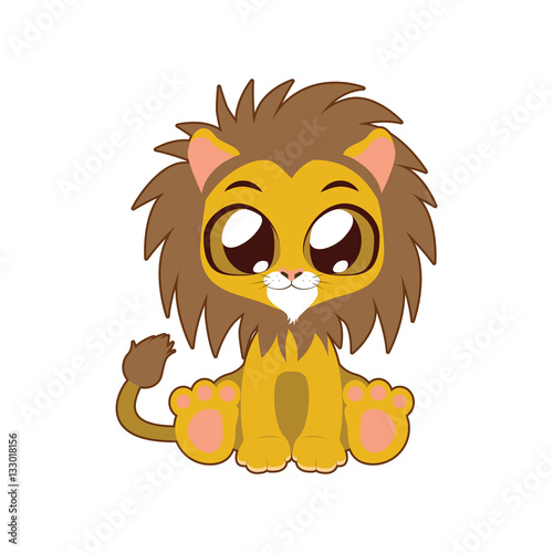 Cute lion vector illustration art in flat color