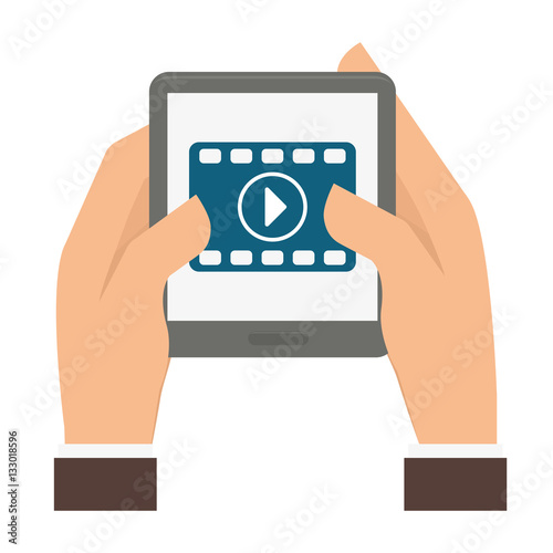 video or film on digital device screen icon image vector illustration design 