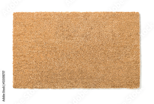 Blank Home Sweet Home Welcome Mat Isolated on a White Background Ready For Your Own Text. photo