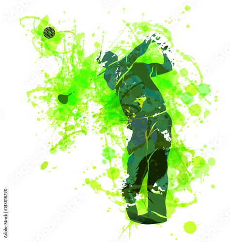 Colored vector silhouette of a golfer