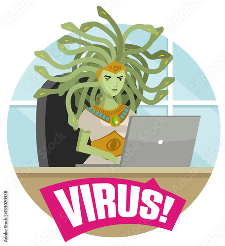 alert virus medusa hacking a computer