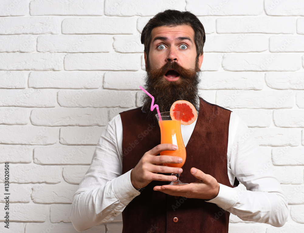 Fototapeta premium surprised handsome bearded man