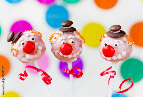 Funny clown cake pops