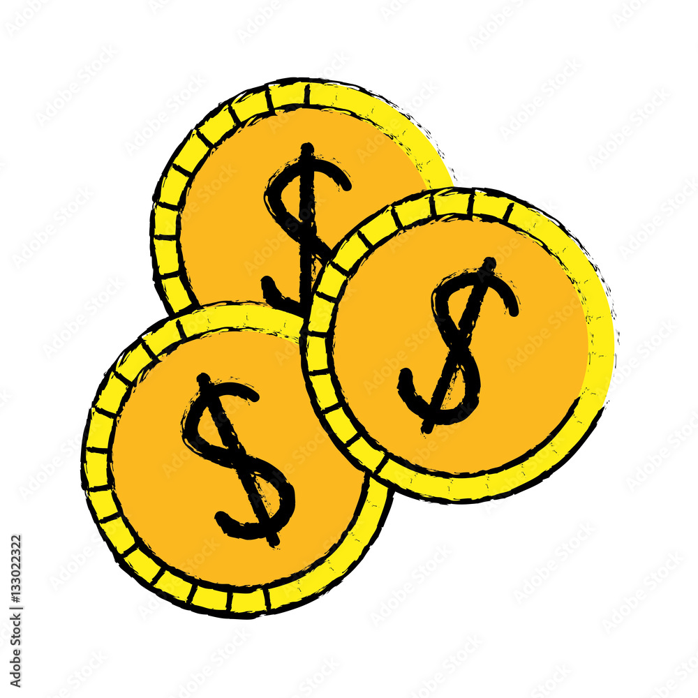 gold coins icon over white background. colorful design. vector illustration gold coins icon over white background. colorful design. vector illustration