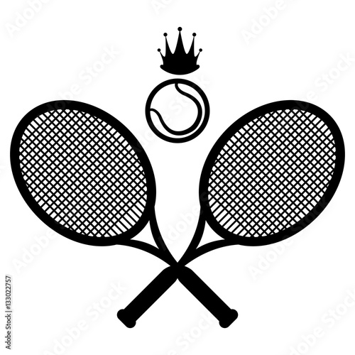 tennis ball and rackets crossed icon over white background. sport equipment concept. vector illustration