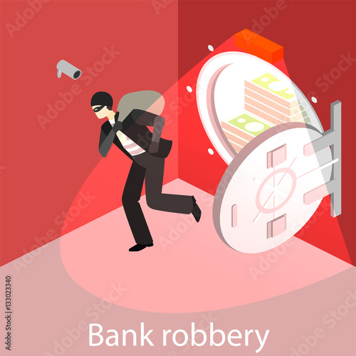 thief running out of a bank vaul.