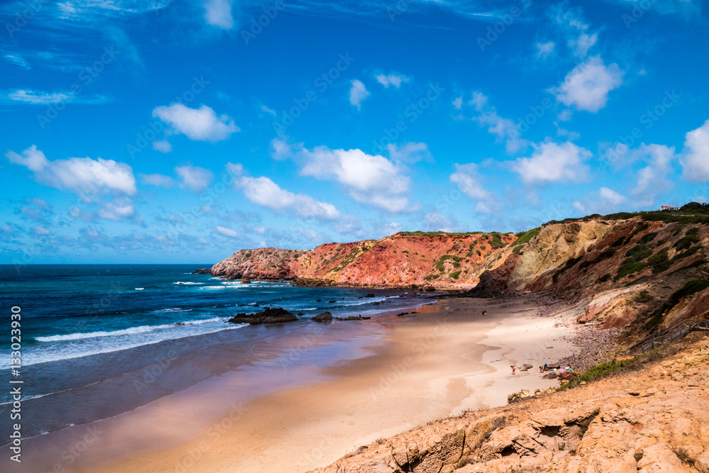 Picturesque Algarve Beach with Red Cliffs