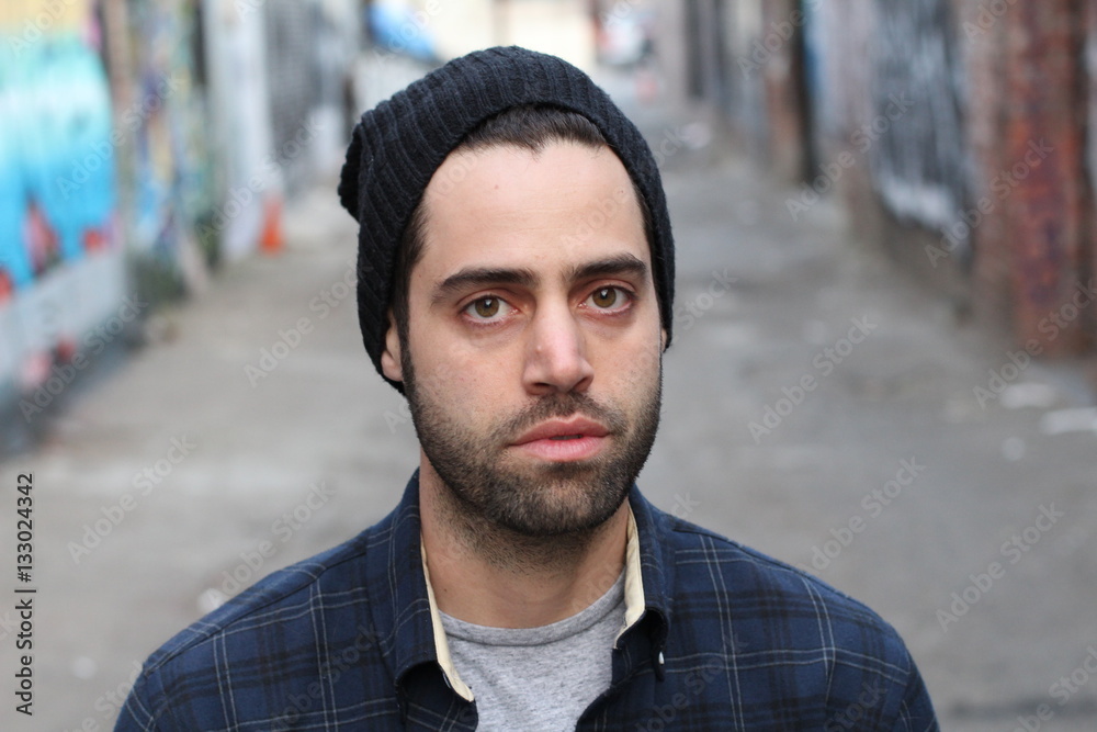 Urban young man close up outdoors Urban young man close up outdoors