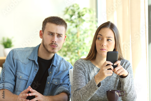 Jealous boyfriend spying his girlfriend
