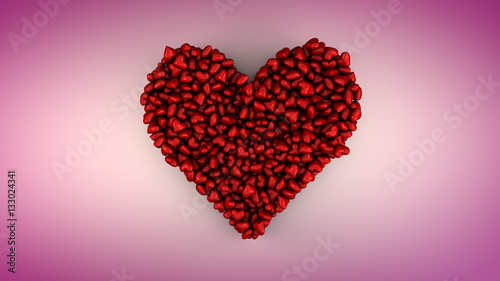 Heart from candy in the form of hearts 3d illustration