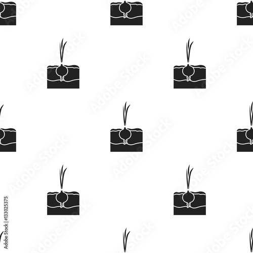 Onion icon in black style isolated on white background. Plant pattern stock vector illustration.