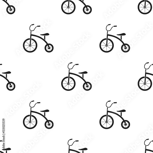 Tricycle icon in black style isolated on white background. Play garden pattern stock vector illustration.