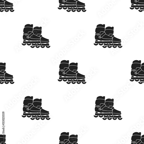 Inblack skates icon in black style isolated on white background. Play garden pattern stock vector illustration. photo