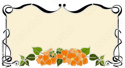cornice liberty rettangolare fiore arancione