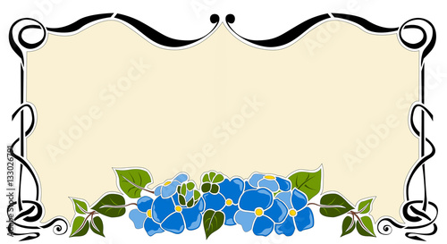 cornice liberty rettangolare fiore blu