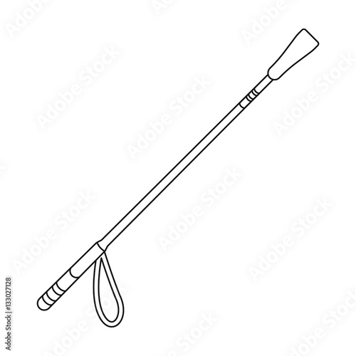 Riding whip icon in outline style isolated on white background. Hippodrome and horse symbol stock vector illustration.