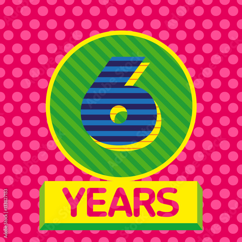 Vector pattern numbers 6 Birthday Anniversary color patterns