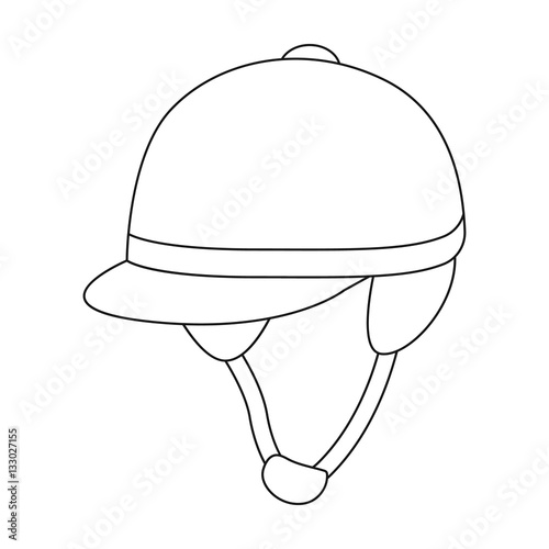 Jockey s helmet icon in outline style isolated on white background. Hippodrome and horse symbol stock vector illustration.