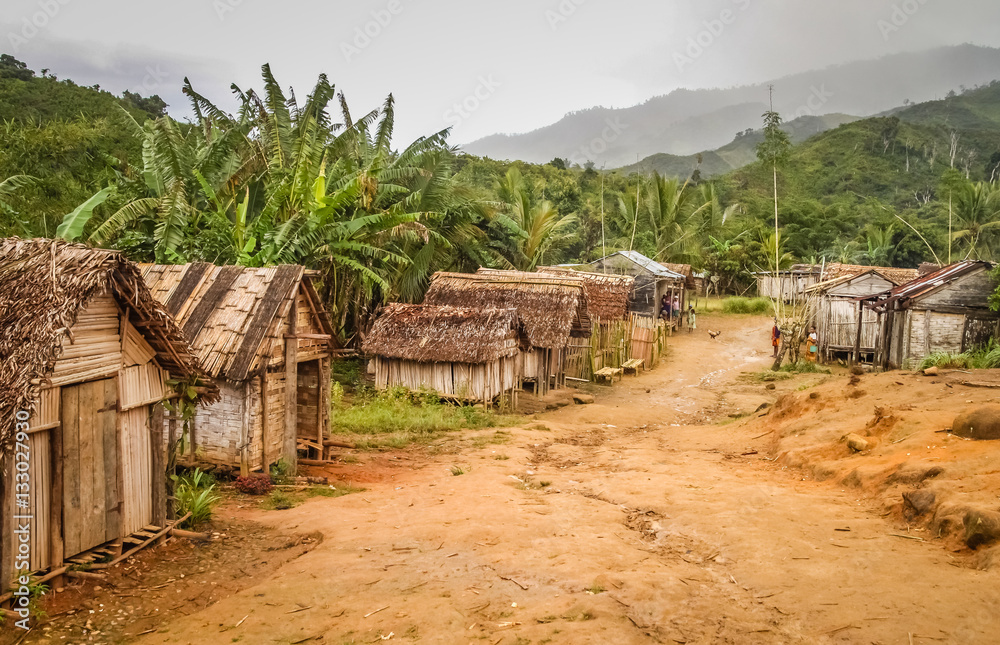 Small village in rural Madagascar - obrazy, fototapety, plakaty 