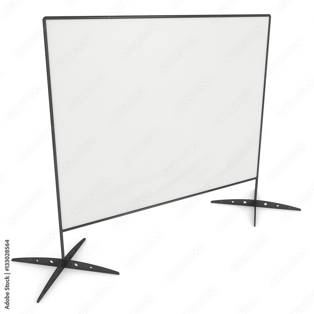Billet press wall with blank banner. Mobile trade show booth white and blank. 3d render isolated on white background. High Resolution Template for your design. Billet press wall with blank banner. Mobile trade show booth white and blank. 3d render isolated on white background. High Resolution Template for your design.
