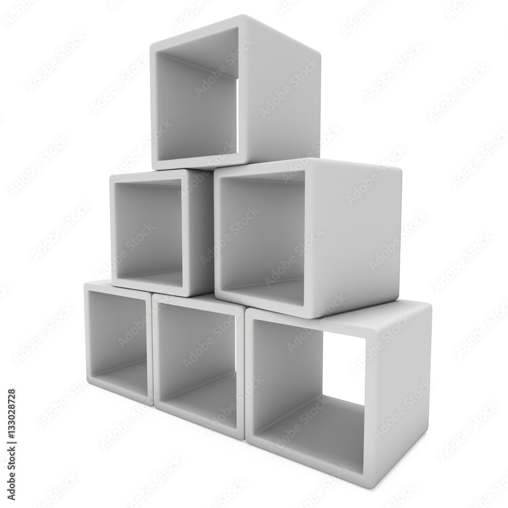 Obraz premium Product display boxes. 3D render isolated on white. Platform or Stand Illustration. Template for Object Presentation.