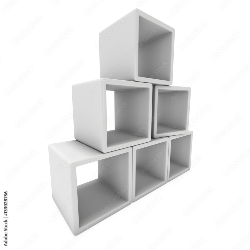 Product display boxes. 3D render isolated on white. Platform or Stand Illustration. Template for Object Presentation. Product display boxes. 3D render isolated on white. Platform or Stand Illustration. Template for Object Presentation.