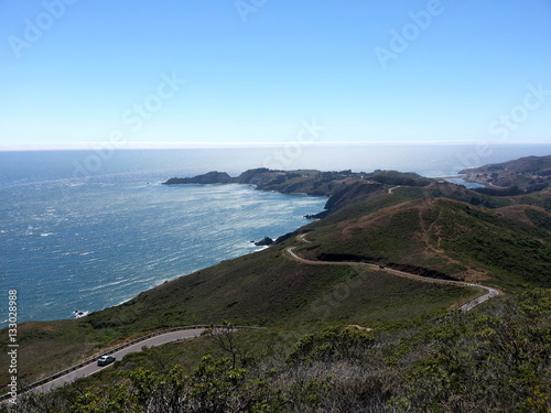 Oceanside coastal route from the top view, Marin Headlands, California © Stray Cat