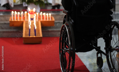 Bilde på lerret Wheelchari in church