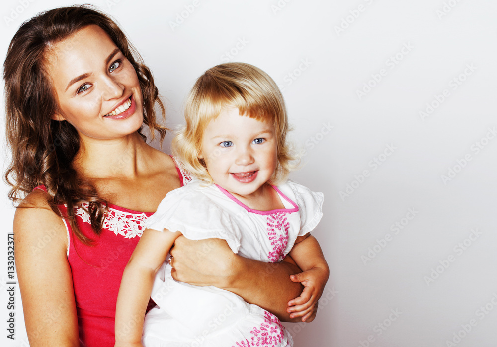 young pretty stylish mother with little cute daughter hugging, h young pretty stylish mother with little cute daughter hugging, h