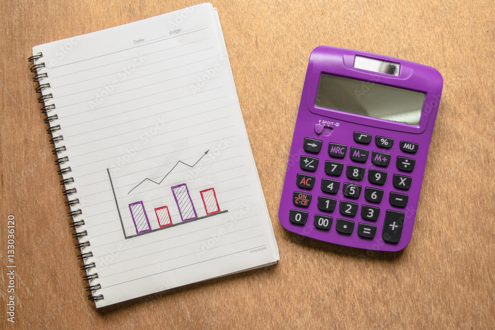 Purple calculator and chart hand drawn with space for text. Business and Finance Concept. Purple calculator and chart hand drawn with space for text. Business and Finance Concept.