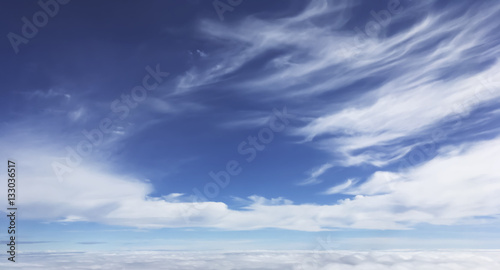 Panorama view of the Beautiful Blue Sky and Clouds.