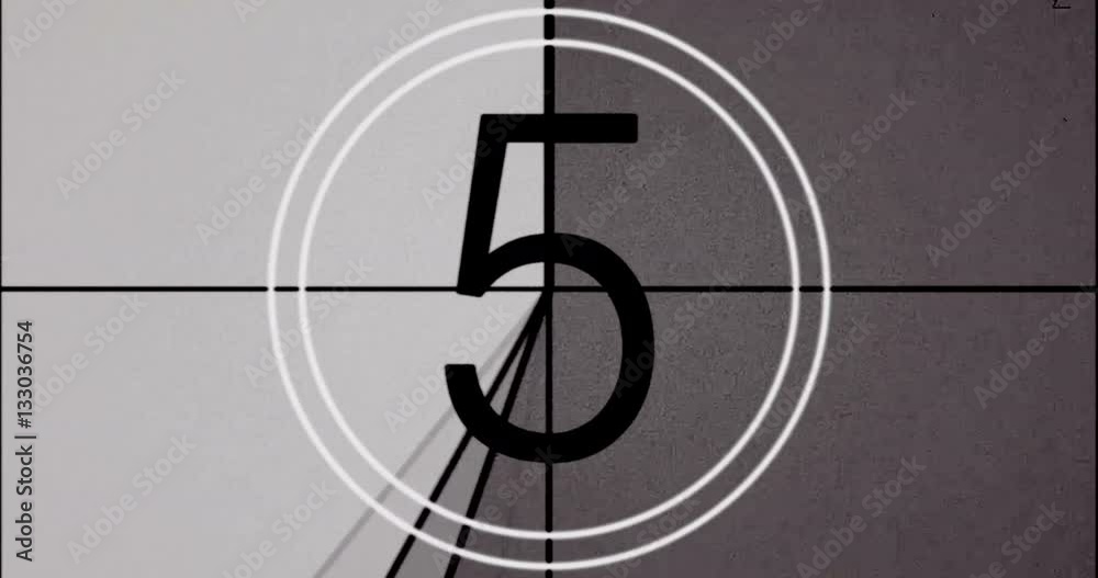 universal film leader, symbol counting down from 8, with chroma