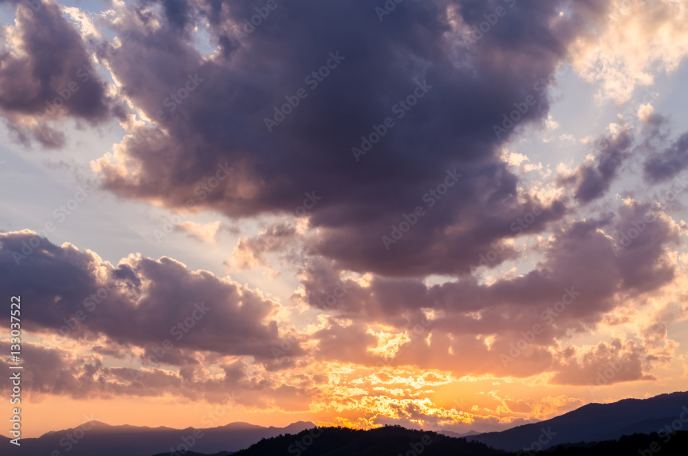 Beautiful colorful of cloudscape in sunset