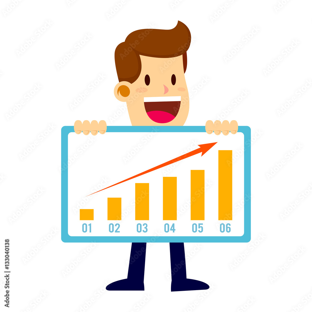 Businessman Holding Profit Sales Chart, Success Concept Businessman Holding Profit Sales Chart, Success Concept