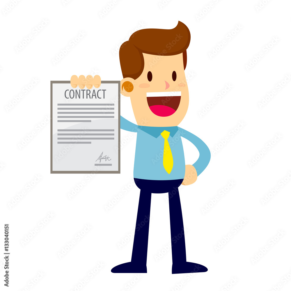 Businessman Showing Signed Contract With a Happy Face Businessman Showing Signed Contract With a Happy Face