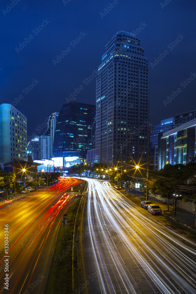 night scene traffic road in bangkok thailand night scene traffic road in bangkok thailand