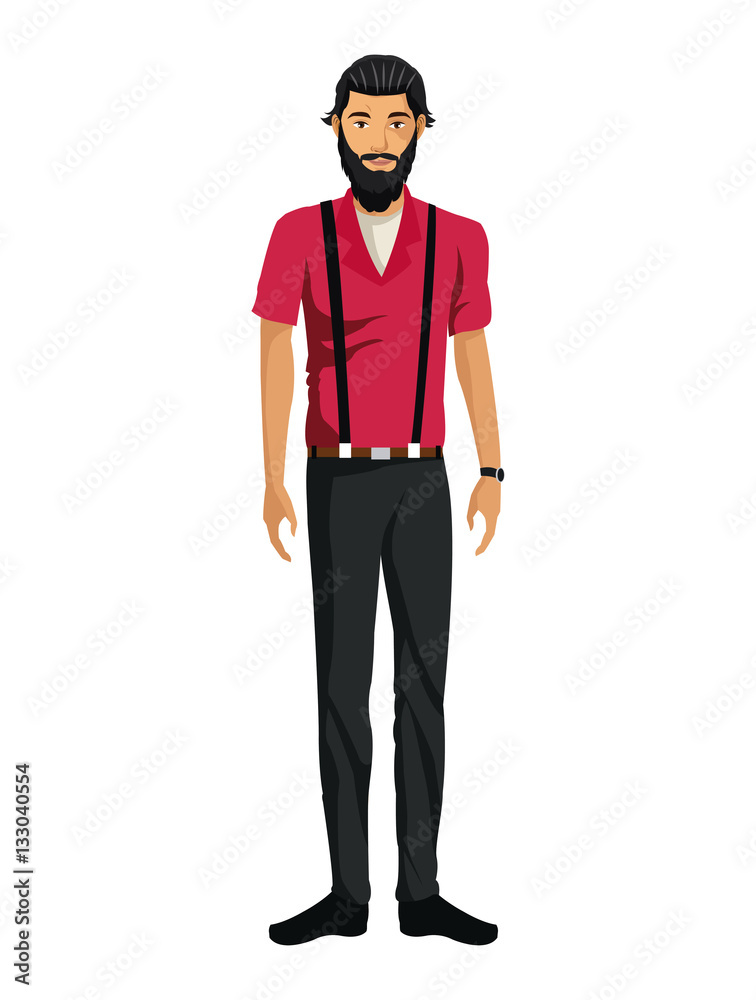 man casual fashion bearded hipster clothes vector illustration eps 10