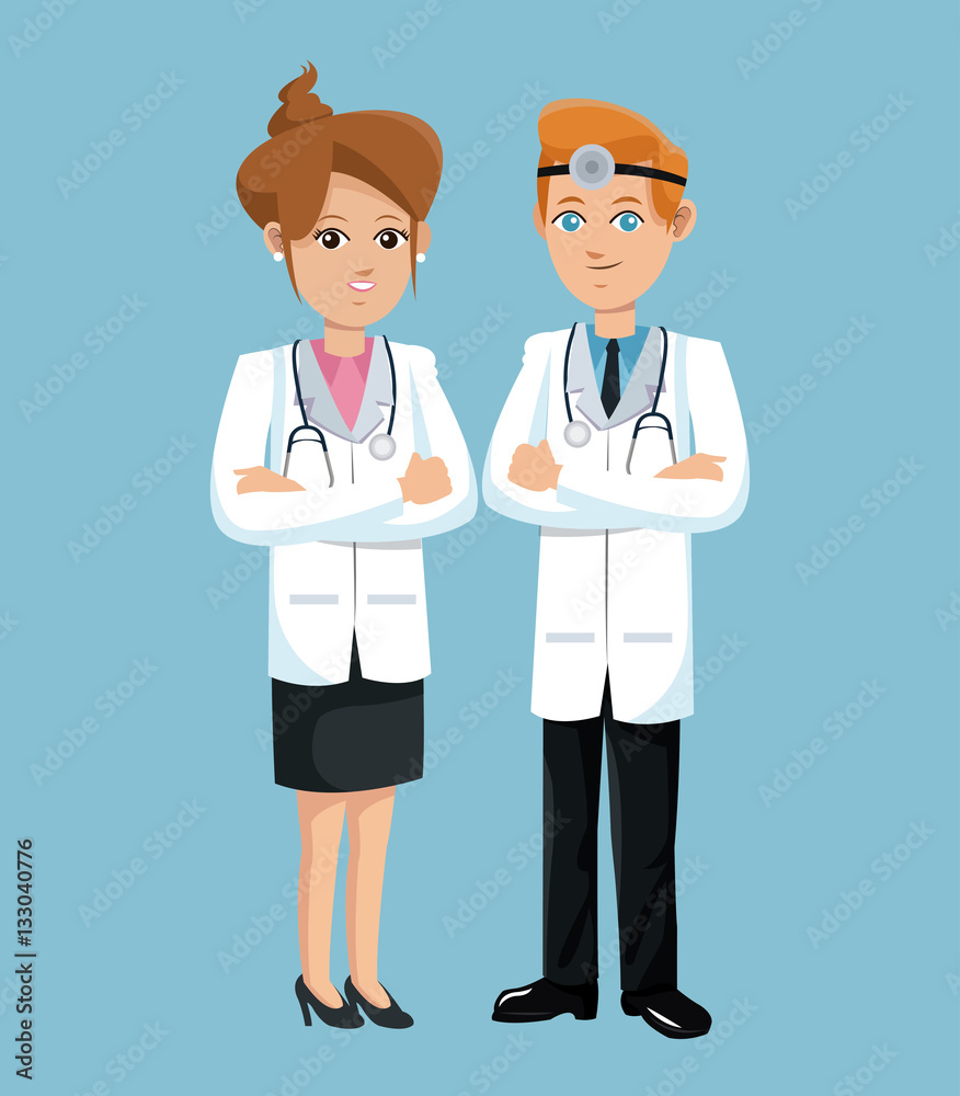 doctor woman and man hospital workers vector illustration eps 10
