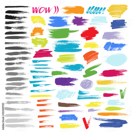 Color brush stroke vector set