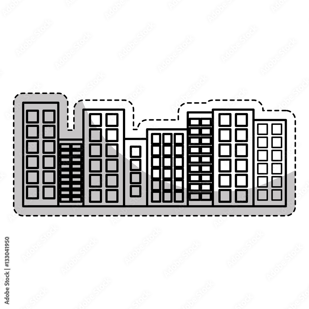 urban buildings icon over white background. vector illustration