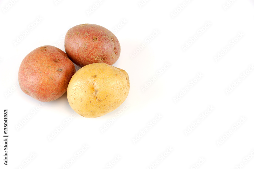colorful potato isolated on white background colorful potato isolated on white background