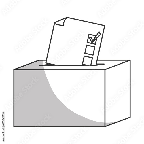 box of vote with voting card icon over white background. vector illustration