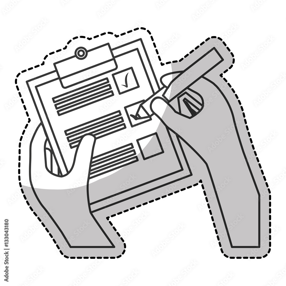 hands holding a checklist with checkmark icon over white background. vector illustration hands holding a checklist with checkmark icon over white background. vector illustration