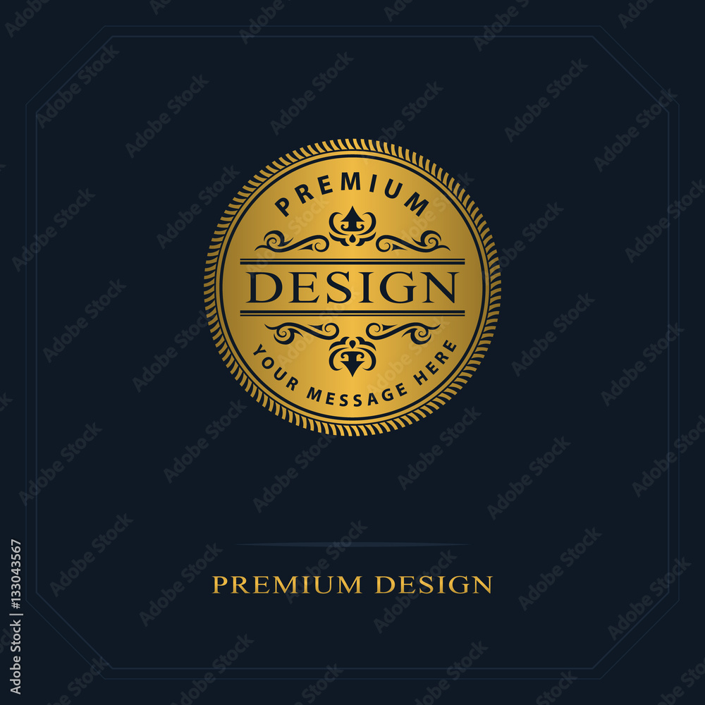 Monogram design elements, graceful template. Calligraphic elegant line art logo design. Gold Emblem sign for Royalty, business card, Boutique, Hotel, Heraldic, Jewelry. Vector illustration