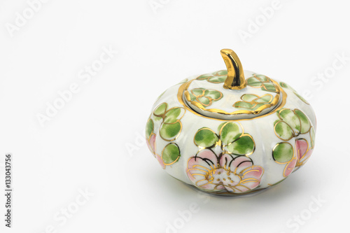 Thai Ceramic, Benjarong on white background... photo