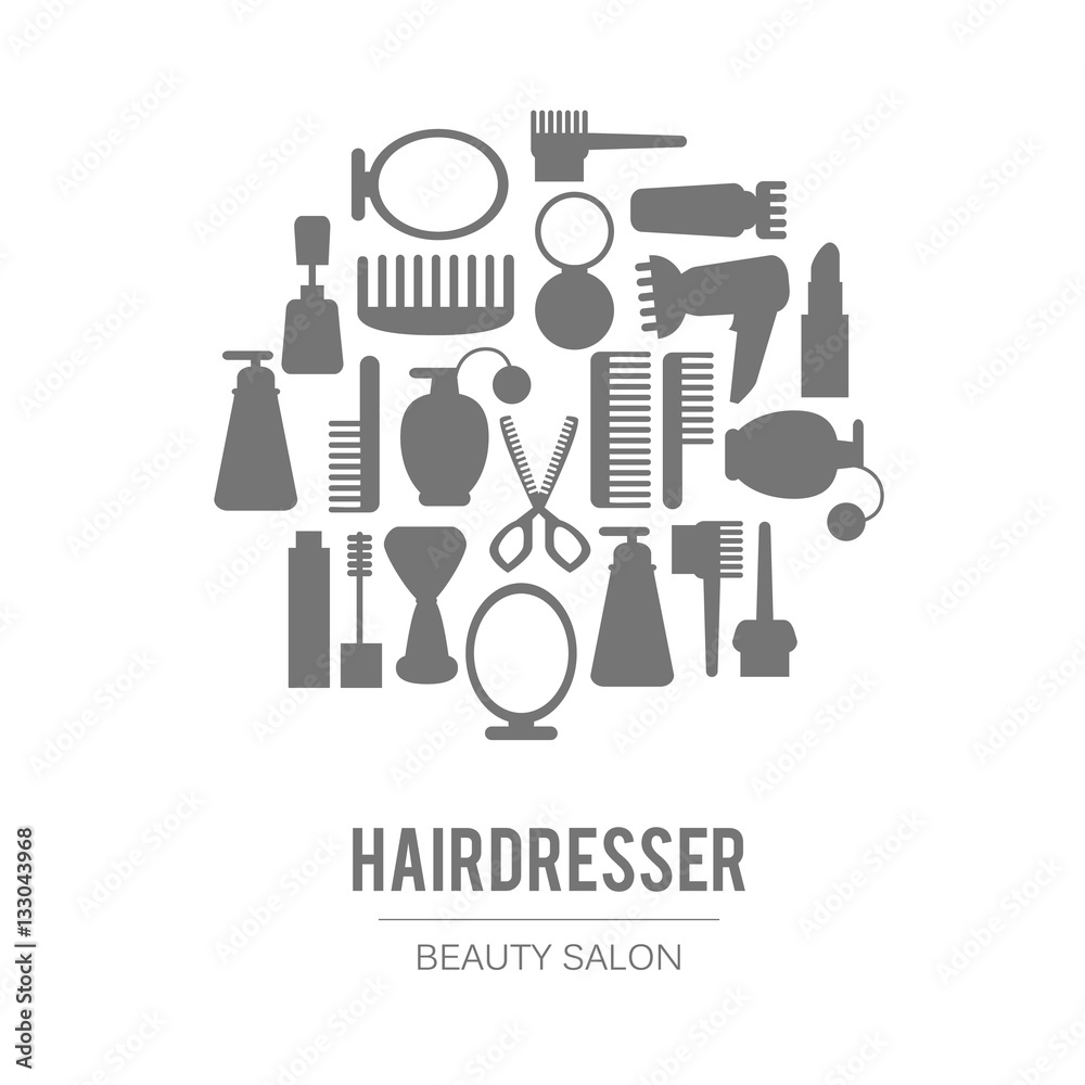 Obraz premium Beauty store background. Vector. Hand drawn isolated objects