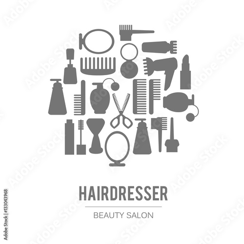 Beauty store background. Vector. Hand drawn isolated objects
